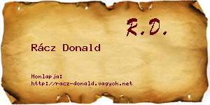 Rácz Donald névjegykártya